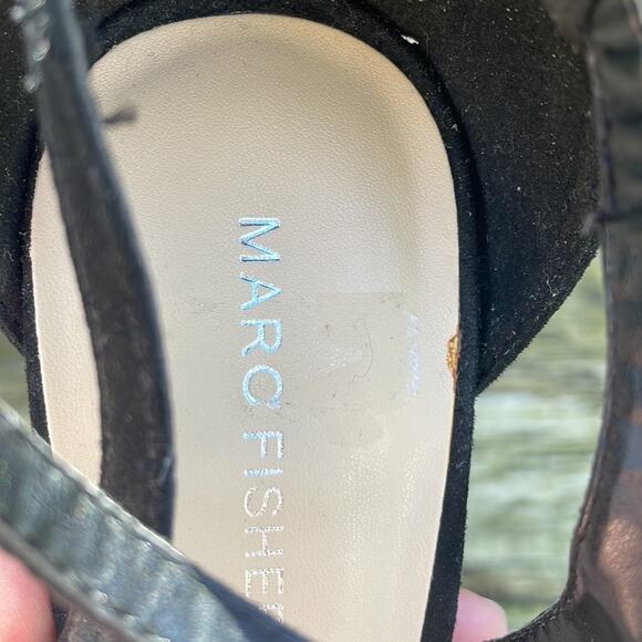 Marc Fisher Black Suede Mary Jane Peep Toe High Heels Women's 8 1/2 M - Picture 14 of 15